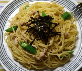 オリーブツナのオクラ和スパ